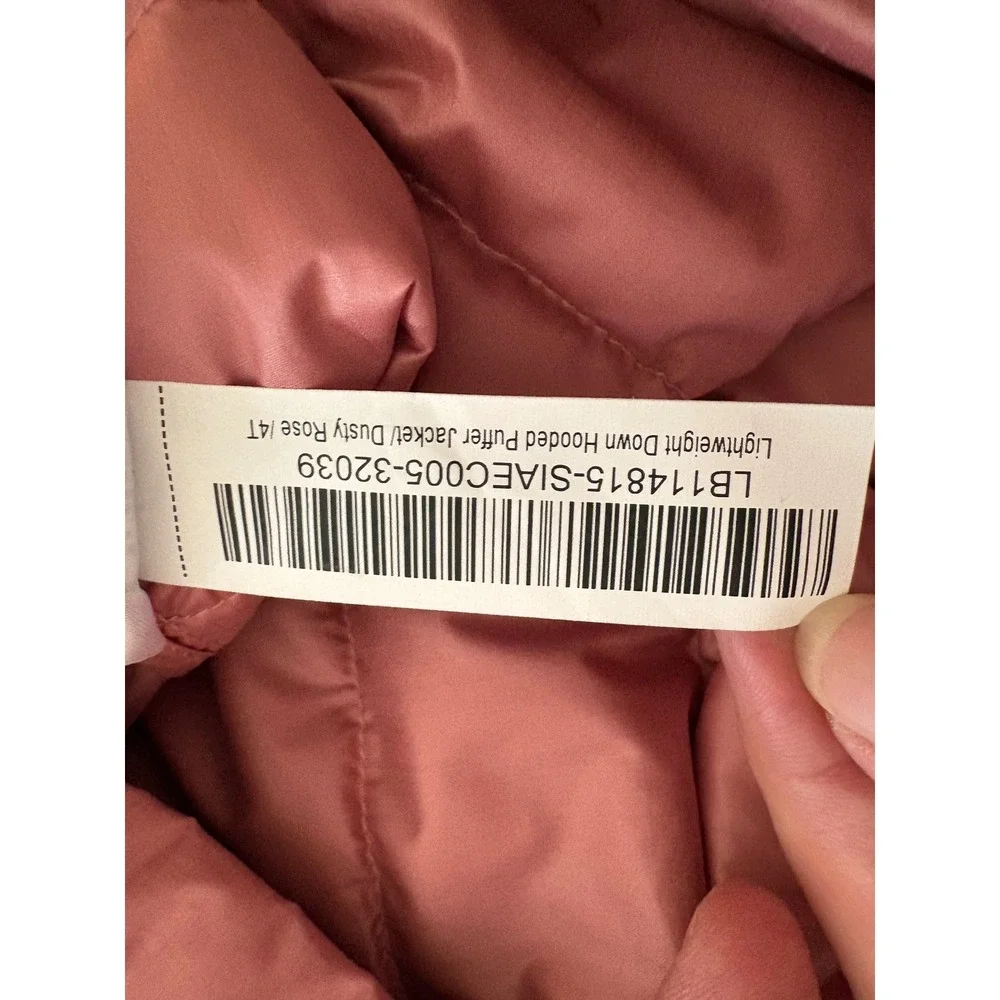 Quince Kids Lightweight Down Hooded Puffer Jacket Dusty Rose 4T NWT